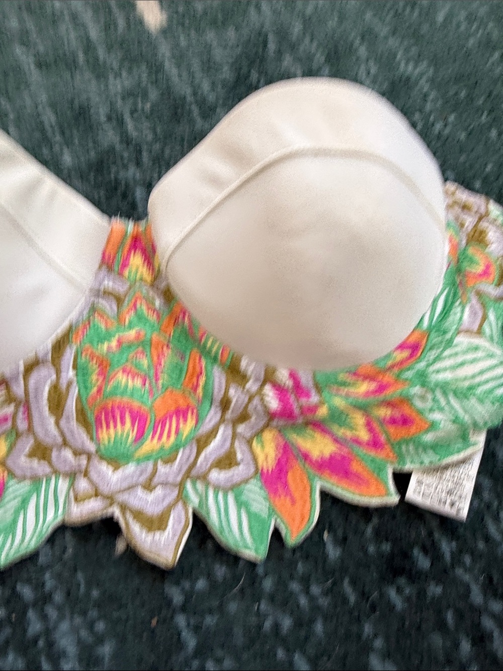 Mara Hoffman - White Strapless Bikini with Colorful Embroidered Floral Appliqué - Picture 2 of 7